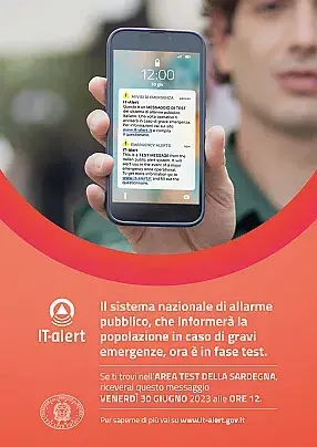 Protezione Civile - IT-Alert: il sistema di allarme pubblico, venerdì 30 giugno 2023 la sperimentazione in Sardegna